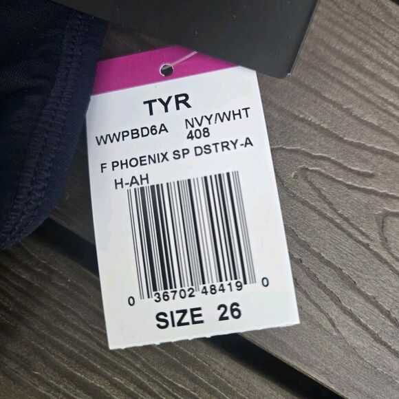 TYR Durafast Youth Girl Phoenix Destroyer Navy/white Polo Zipper Swim Sz 26 New - Picture 3 of 3